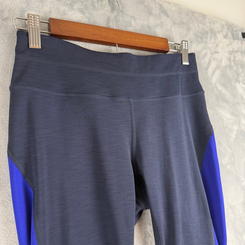 Athleta Capri Legging Women Medium Black Purple Compression Cropped Active Yoga